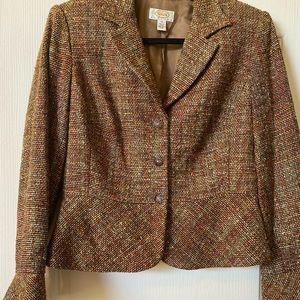Talbots Tweed Silk Mid-Length Blazer -Petite